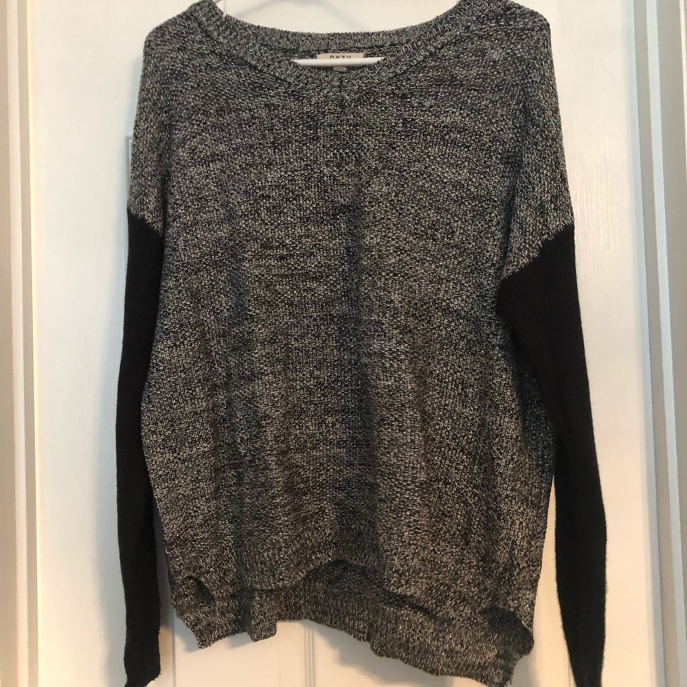 Grey Sweater with Black Sleeves